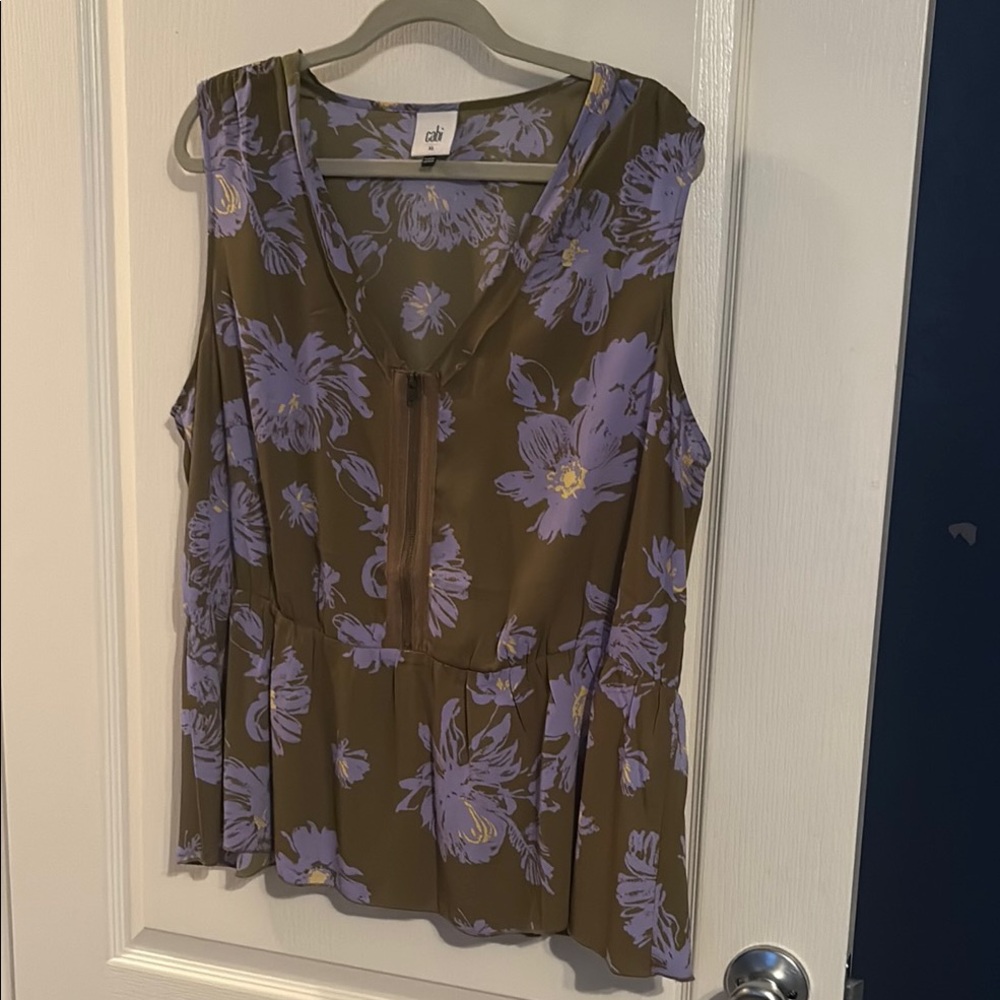 CAbi Purple Pleated Blouse Top